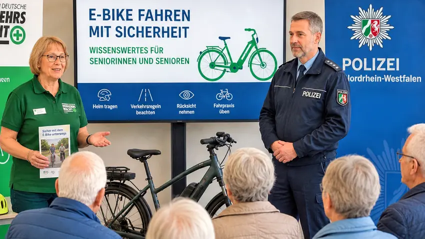 Verkehrswacht und Kreispolizeibehörde arbeiten eng zusammen, um Seniorinnen und Senioren auf die Gefahren im Straßenverkehr hinzuweisen: E-Bikes sind für viele Menschen ein Segen, die Fahrt kann aber auch gefährlich sein. · Foto: Verkehrswacht
